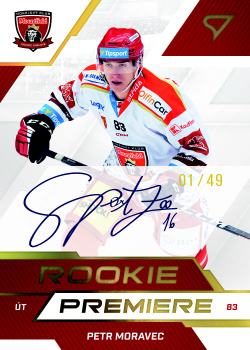 Petr Moravec Hradec Kralove Tipsport ELH 2022/23 SportZoo 2. serie Rookie Premiere Auto /49 #RPS-PM